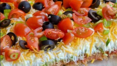 how to make 7 layer dip, layered bean dip, layered taco dip, Mexican layer dip, seven layer dip